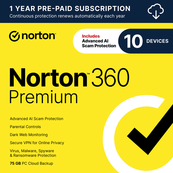 Norton AntiVirus Plus, 1 Device, 1 Year Subscription, PC/Mac (Digital Download)